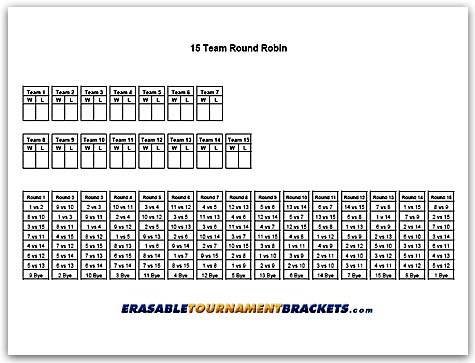 15 Team Round Robin Cornhole Tournament Bracket